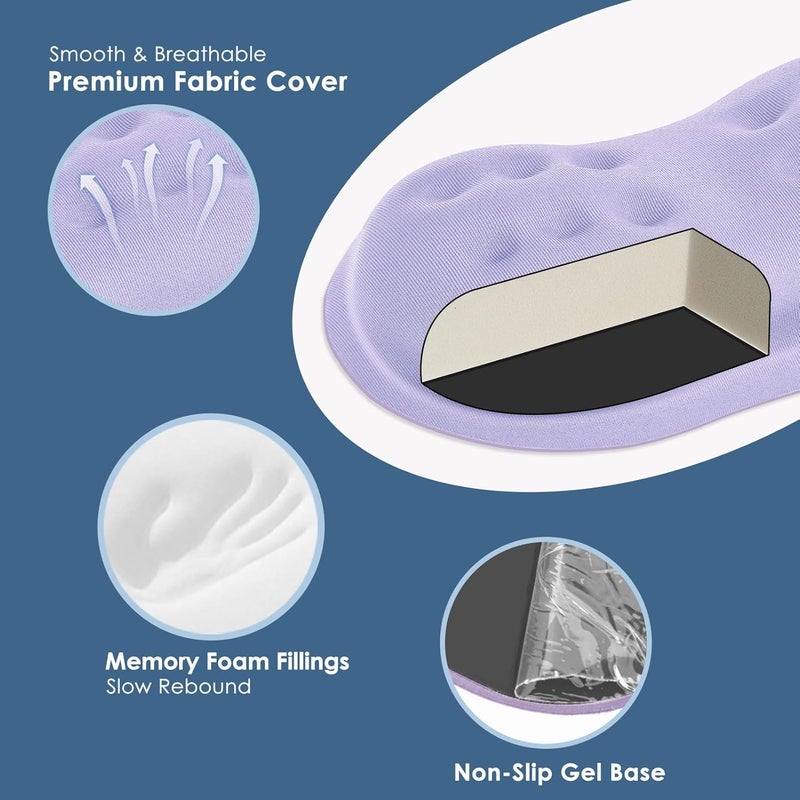 Vankey Mouse Wrist Rest, Soft Mouse Wrist Support Pad with Memory Foam, Non-Slip Base (Periwinkle Color) - Image 4